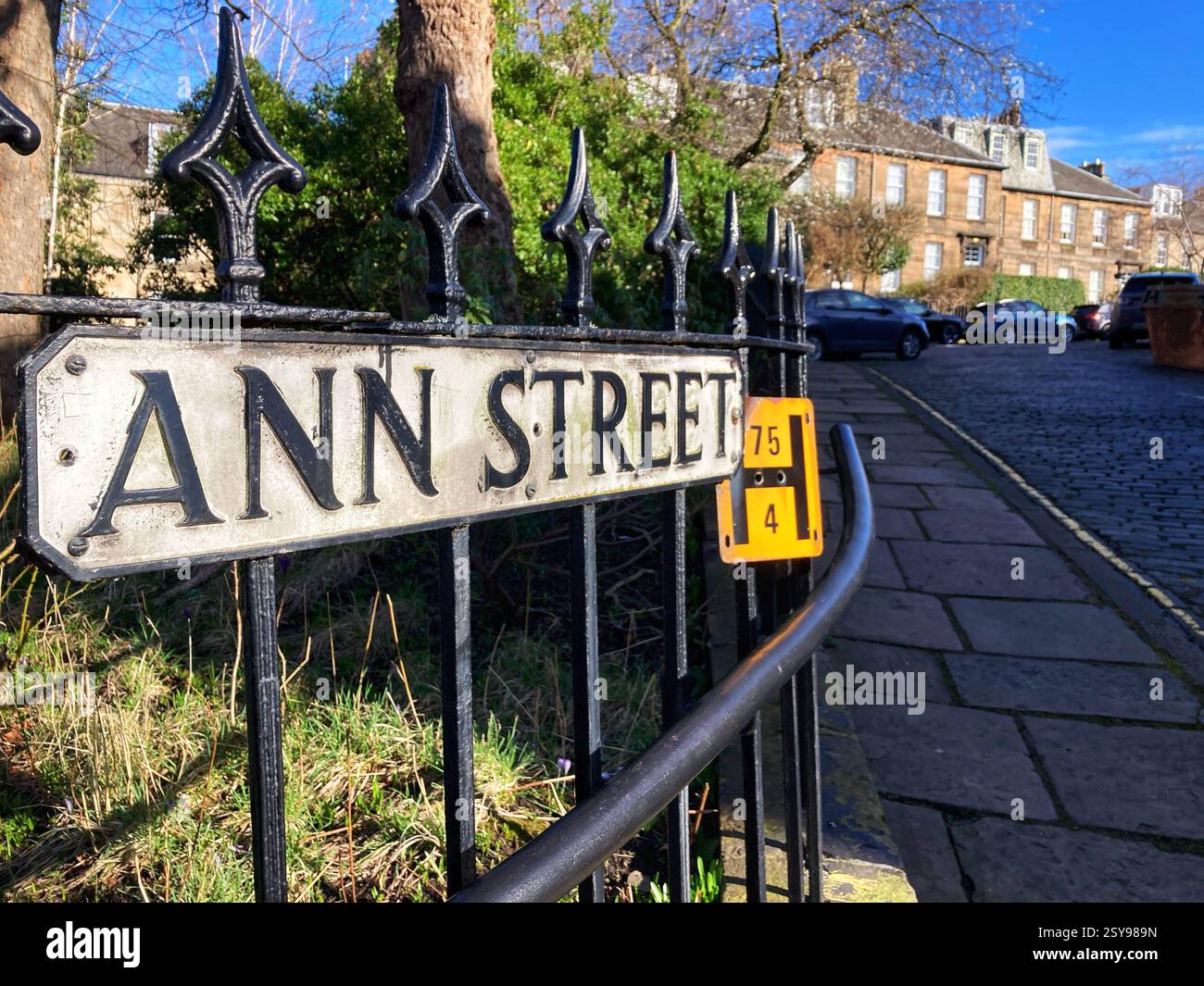 Ann Street, des res in Stockbridge, Edinburgh - Smartphone-aufgenommenes Stockfoto