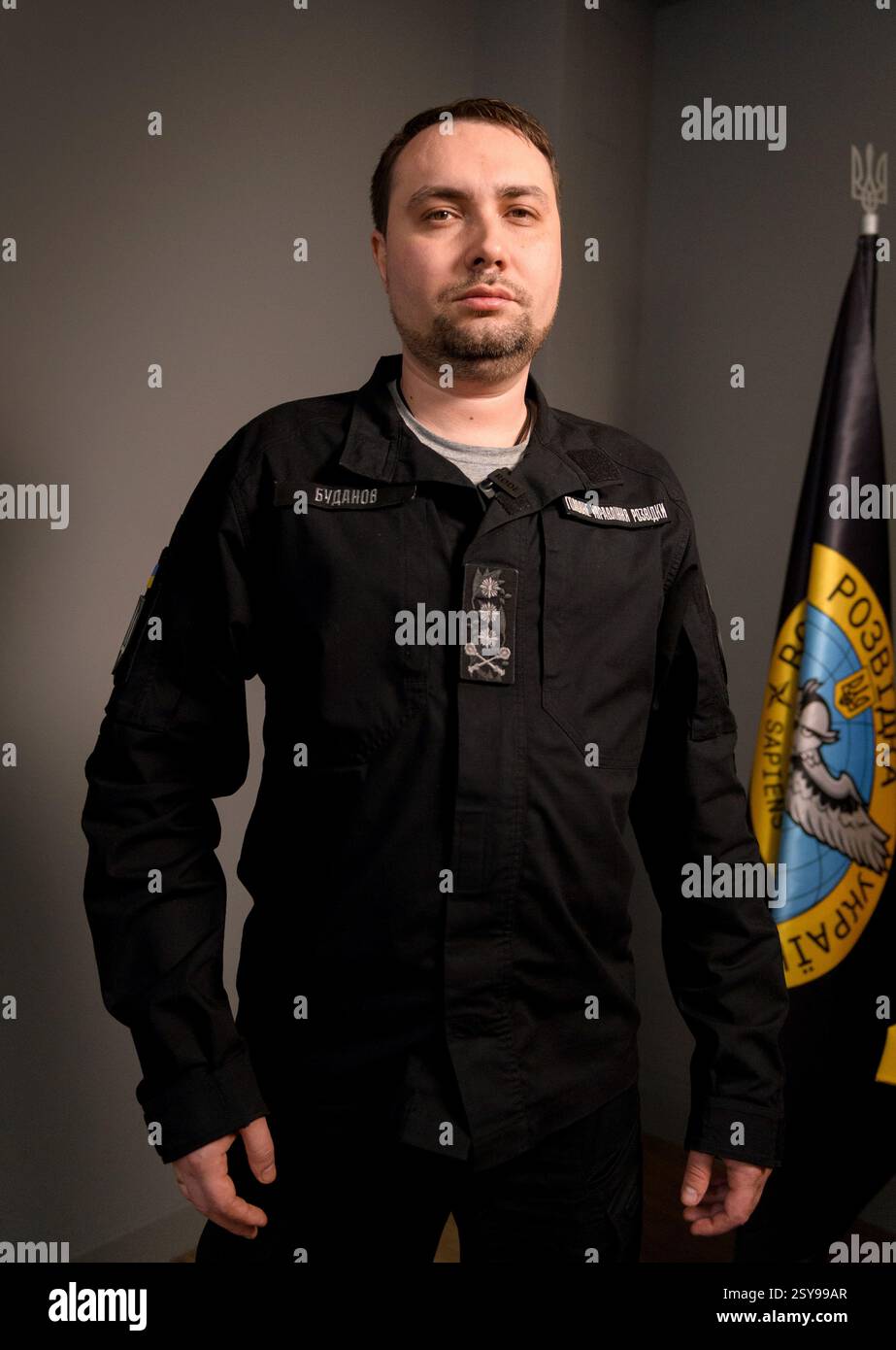 Nicht exklusiv: Generalleutnant Kyrylo Budanov, Chef des Verteidigungsgeheimnisses der Ukraine, posiert während seines Interviews für die Ukrinfo für ein Foto Stockfoto