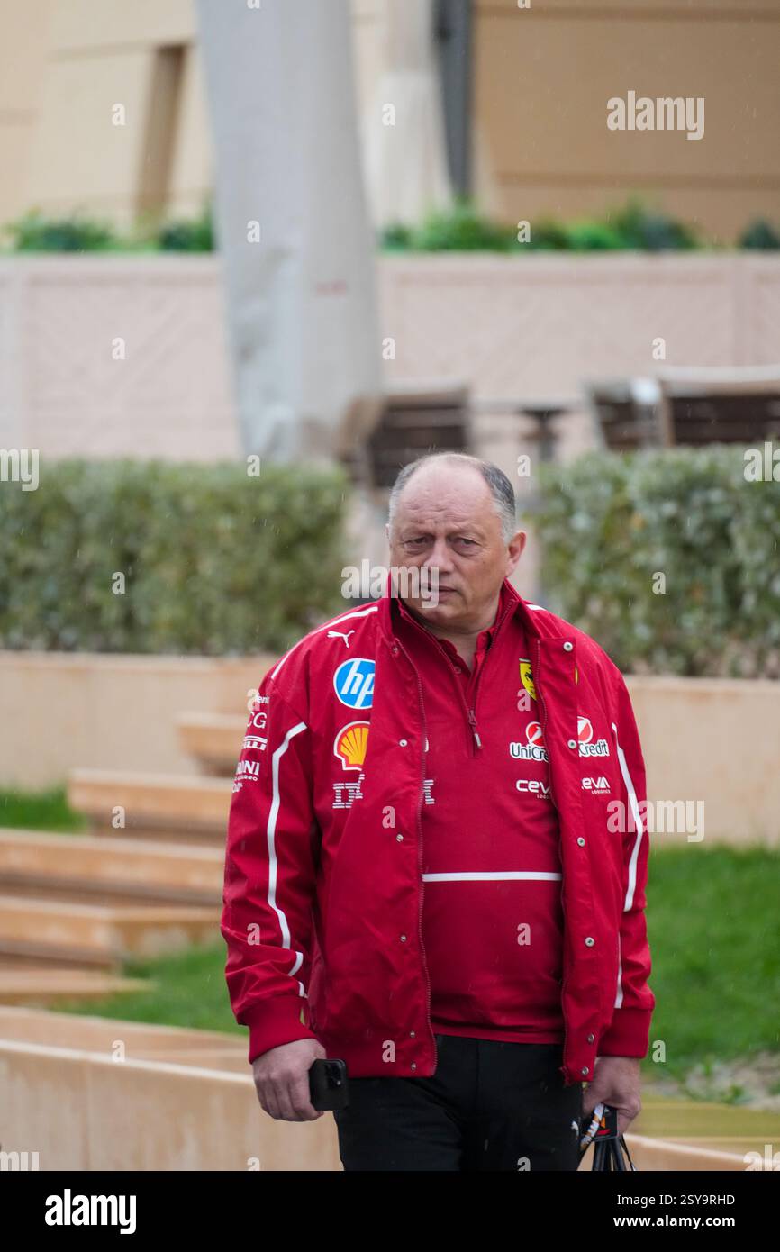 27.02.2025, Bahrain. , . International Circuit, Sakhir, Formel-1-Test Bahrain 2 Frederic Vasseur (FRA) - Scuderia Ferrari F1 Team Principal (Foto: Alessio de Marco/SIPA USA) Credit: SIPA USA/Alamy Live News Stockfoto