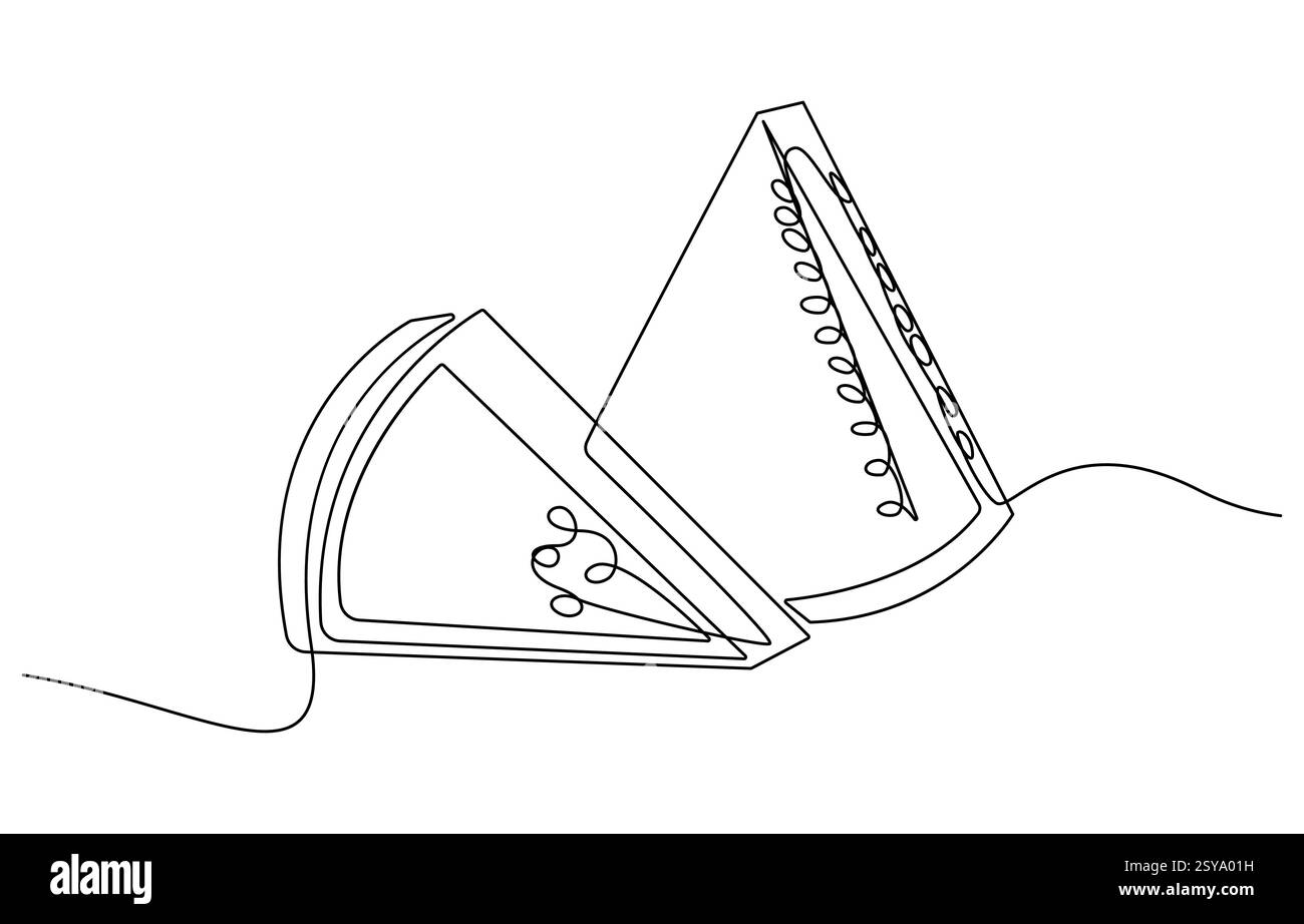 Wassermelone, eine Linie durchgehend. Frische Wassermelonen-Linien Stock Vektor