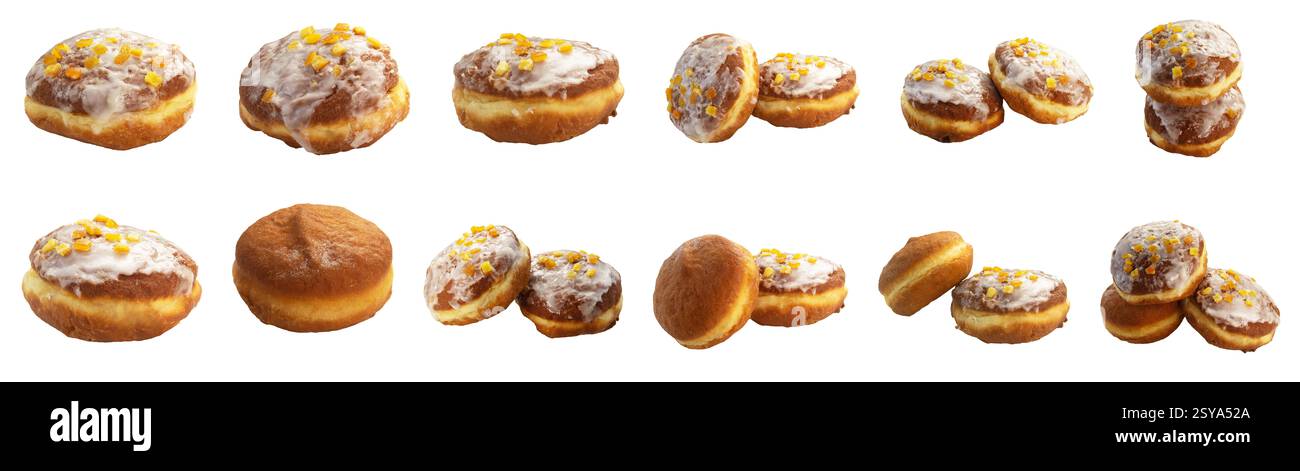 Donut mit Zuckerguss, süßer Snack für weißen Hintergrund Stockfoto