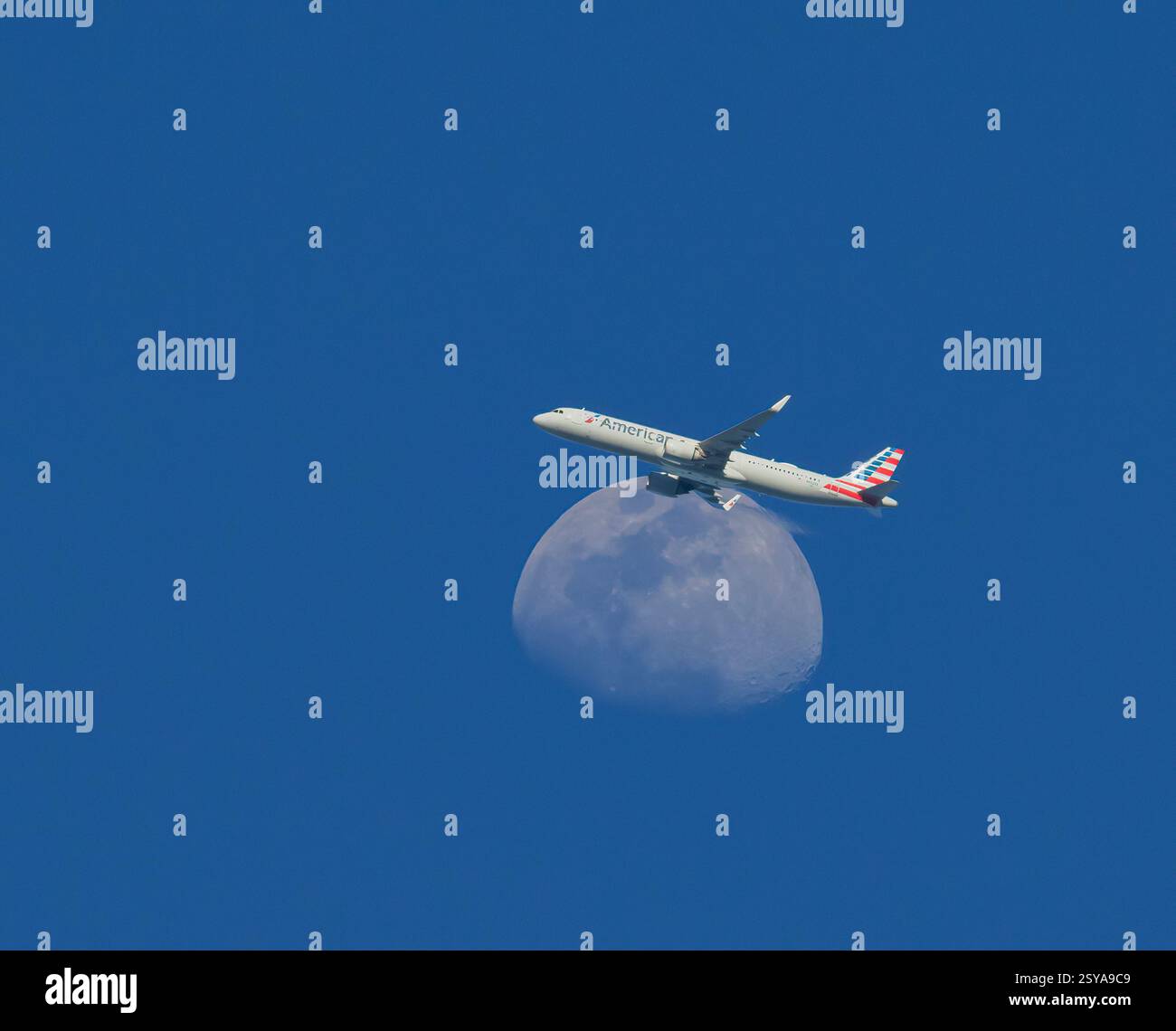 Flug der amerikanischen Fluggesellschaft zum Mond Stockfoto