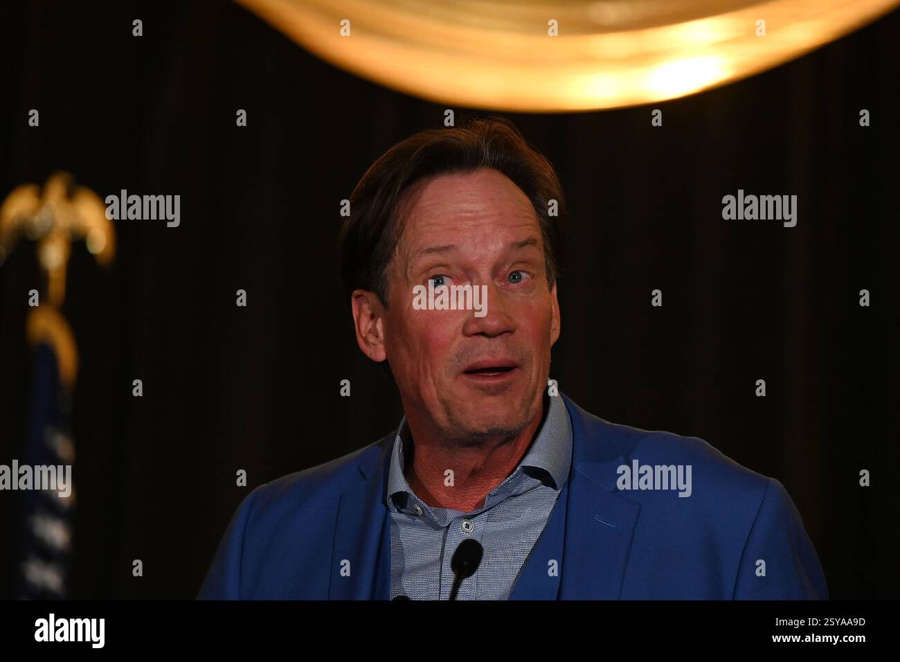 OVERLAND PARK, KANSAS - 27. FEBRUAR 2025 Hollywood-Schauspieler KEVIN SORBO spricht über seine Karriere in Fernsehsendungen und Filmen beim Kansas GOP Dinner AgeÓ Americas Golden ÒCelebrating Stockfoto