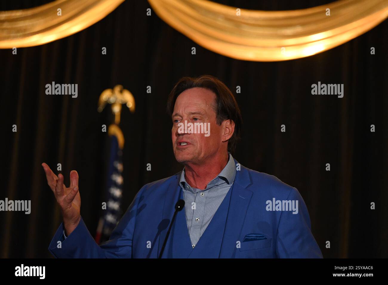 OVERLAND PARK, KANSAS - 27. FEBRUAR 2025 Hollywood-Schauspieler KEVIN SORBO spricht über seine Karriere in Fernsehsendungen und Filmen beim Kansas GOP Dinner AgeÓ Americas Golden ÒCelebrating Stockfoto
