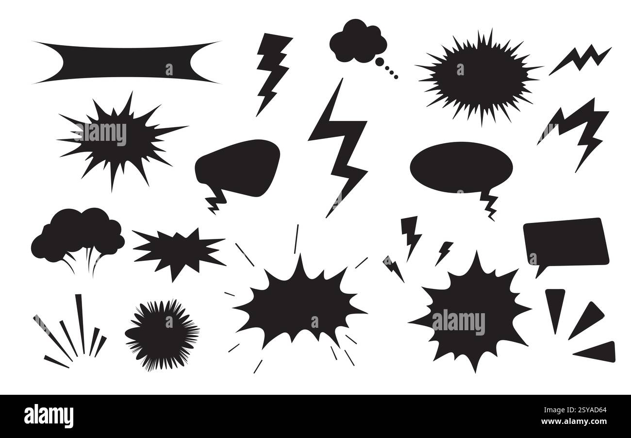 Comic Burst Explosion Vektor | Boom-Elemente Und Sprechblasen | Pop Art Und Retro Style Illustration Stock Vektor