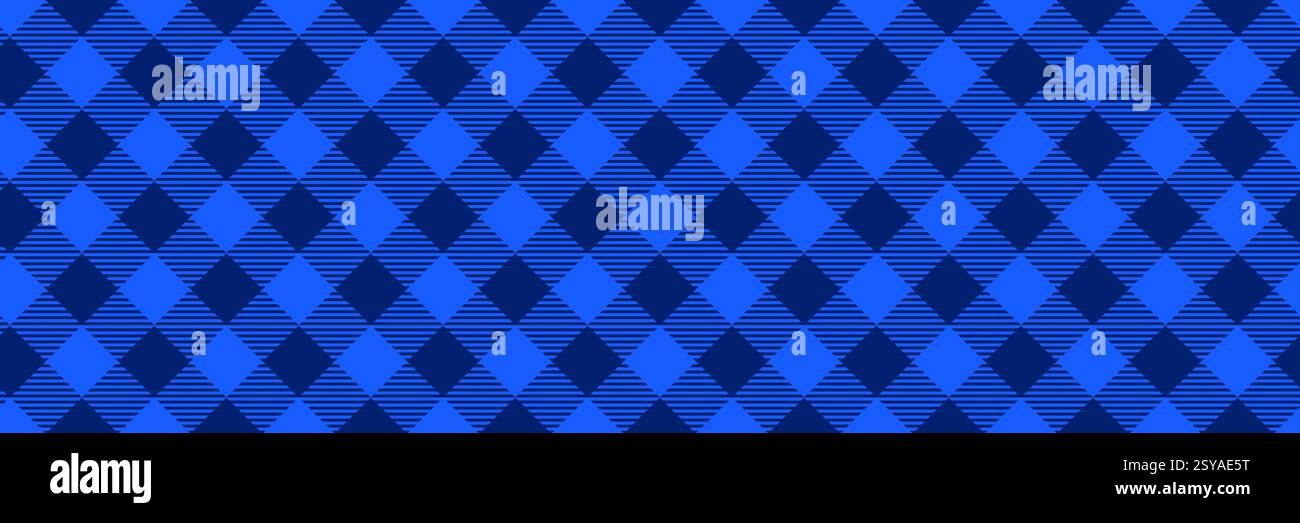 Diagonales nahtloses Gingham-Muster. Dunkelblaue vichy-Hintergrundstruktur für Textildesign, Stoffmuster, Schal, Anzug-Druck. Maskuline karierte Tweedtapete, sich wiederholende Tapete. Vektorhintergrund Stock Vektor