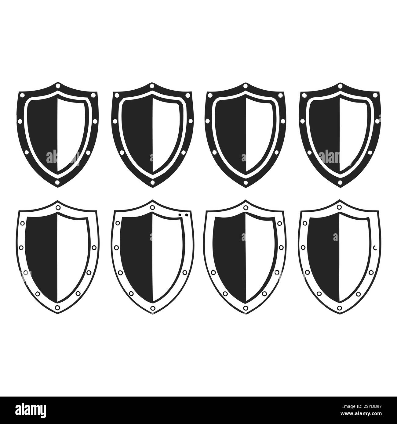 Heraldic Shield Vector Set Stock Vektor