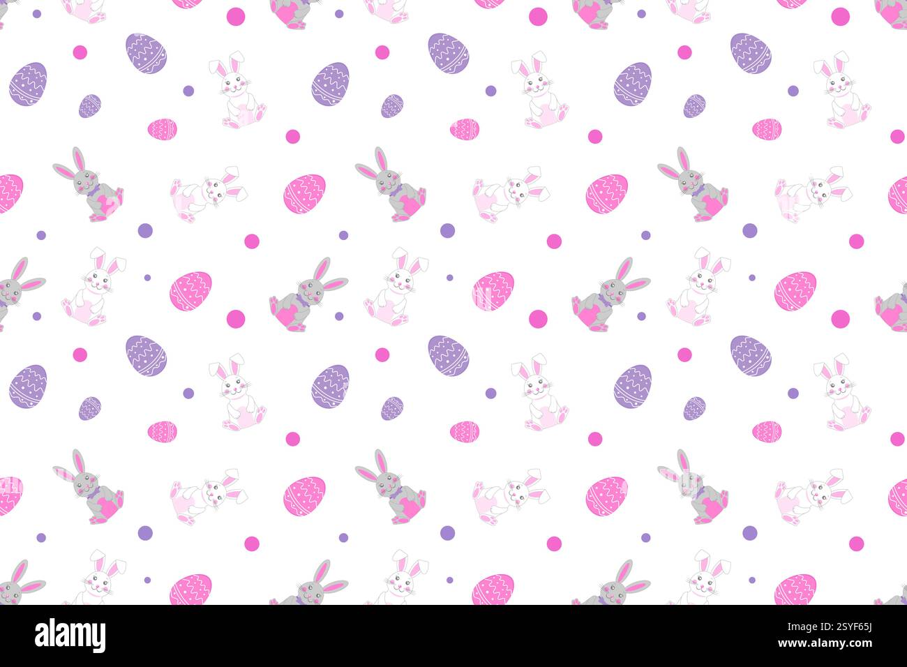 Nahtloses Ostermuster mit Hasen, Hasen und bunten Eiern für festliche Designs Stock Vektor