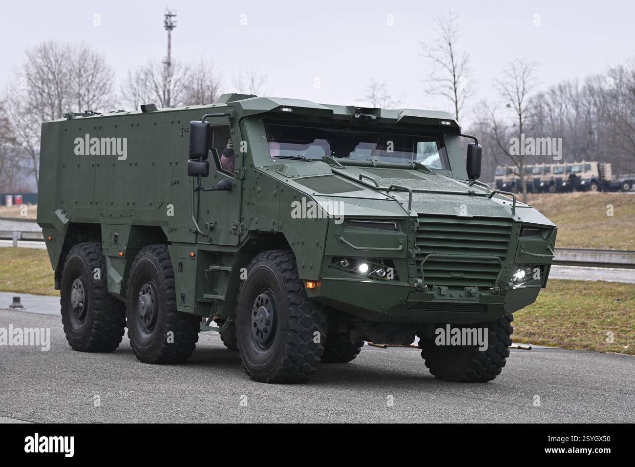 Koprivnice, Tschechische Republik. Februar 2025. Präsentation des Panzerfahrzeugs Tatra Defence TADEAS 6x6 in Koprivnice, Tschechische Republik, 26. Februar 2025. Quelle: Jaroslav Ozana/CTK Photo/Alamy Live News Stockfoto