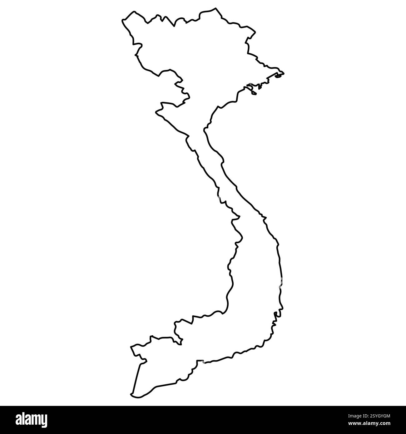Schlanke Vietnam Outline minimalistische Karte in schwarzer Silhouette Stock Vektor