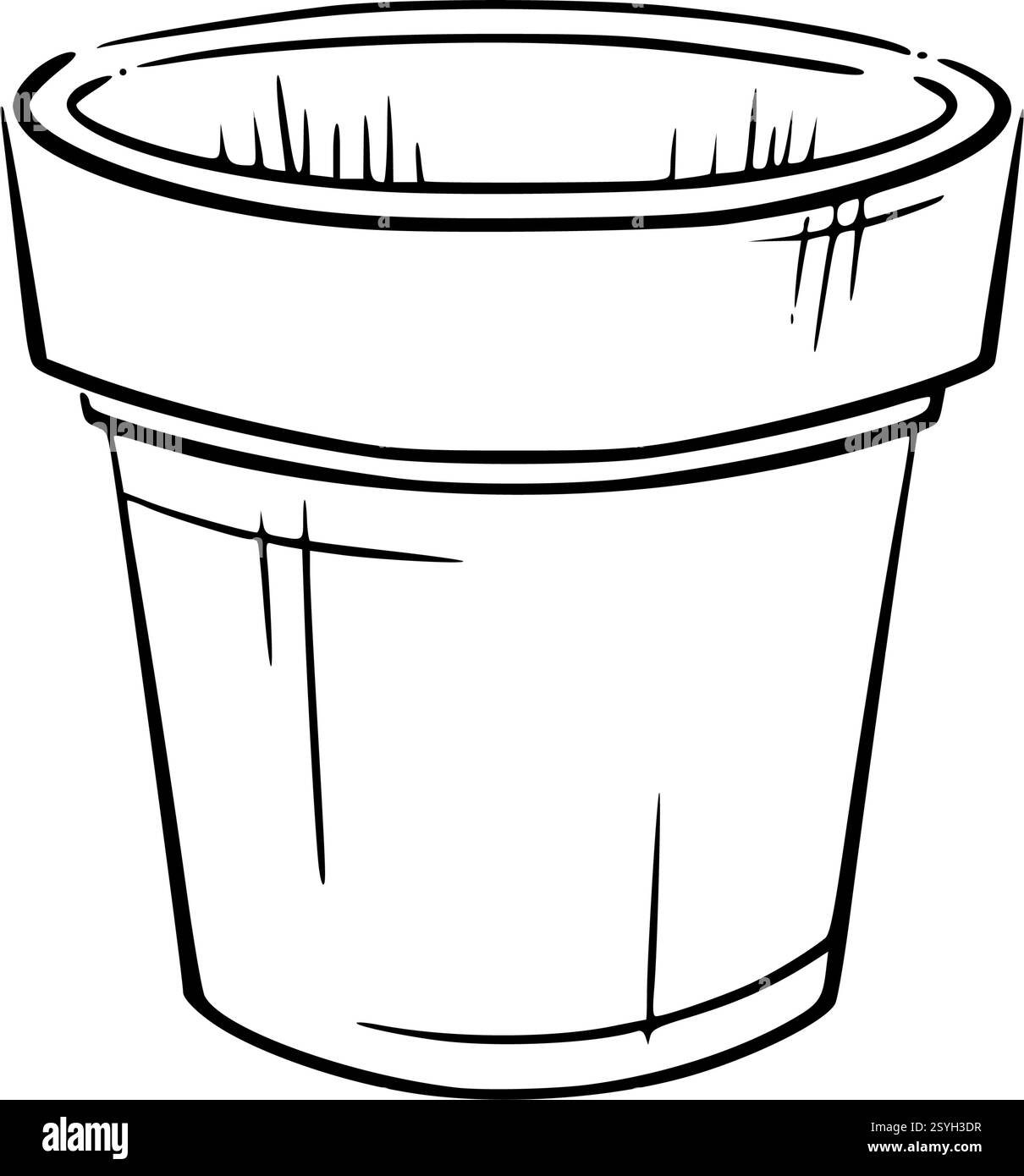 Pflanztopf. Elegante Linie Vektor-Illustration des keramischen Blumentopfes. Ideal für Gartenarbeit, umweltfreundliche Projekte und minimalistisches Dekor, saisonal Stock Vektor