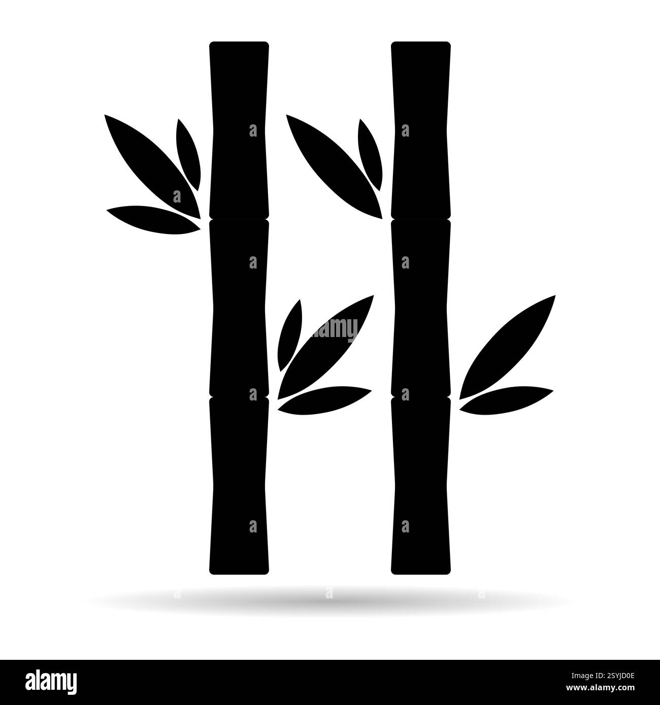 Bambus Blatt Schatten Icon, tropische Natur Symbol Design, Web Zeichen Vektor Illustration. Stock Vektor
