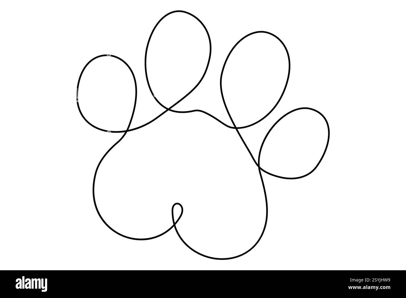 Durchgehende eine Linie Hundepfote Umriss Zeichnung Vektor Illustration von minimalistisch Stock Vektor