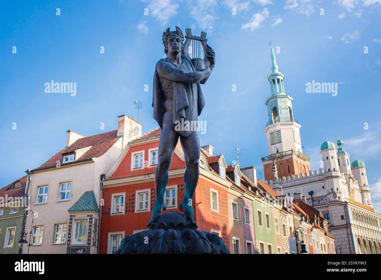 Apollo-Brunnen auf dem Alten Marktplatz in Posen, Polen Stockfoto