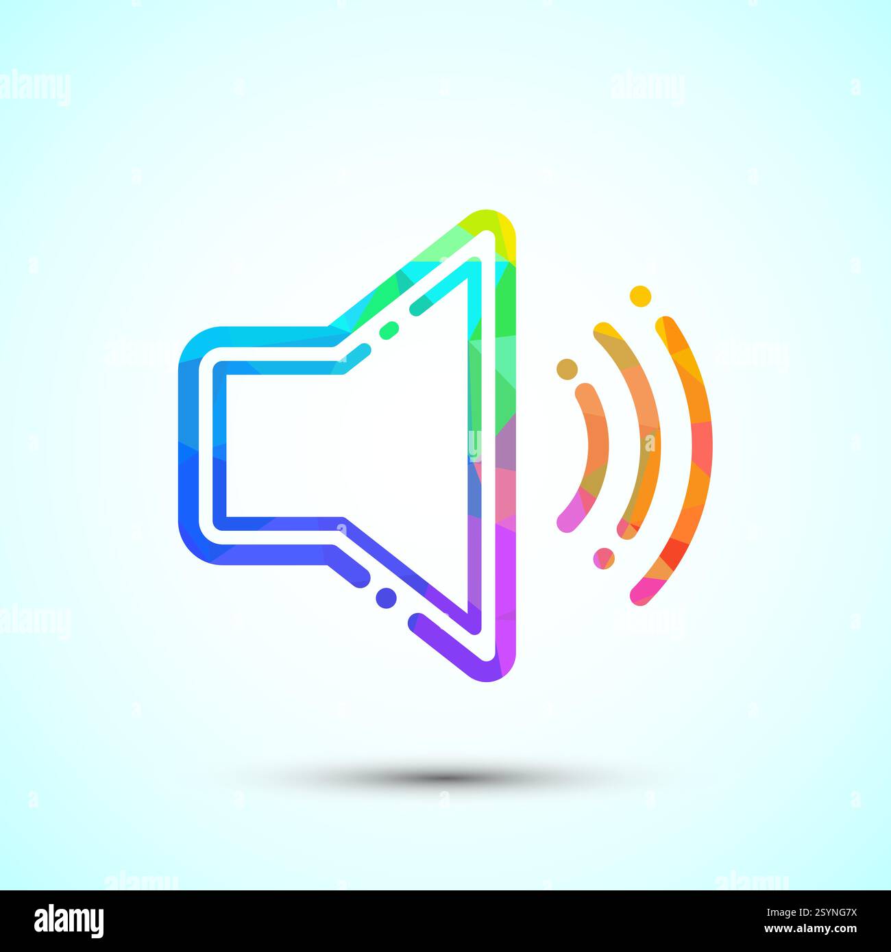 Volumensymbol Design-Illustration, Sound-Symbol für Apps und Websites, Low-Poly-Stil Stock Vektor