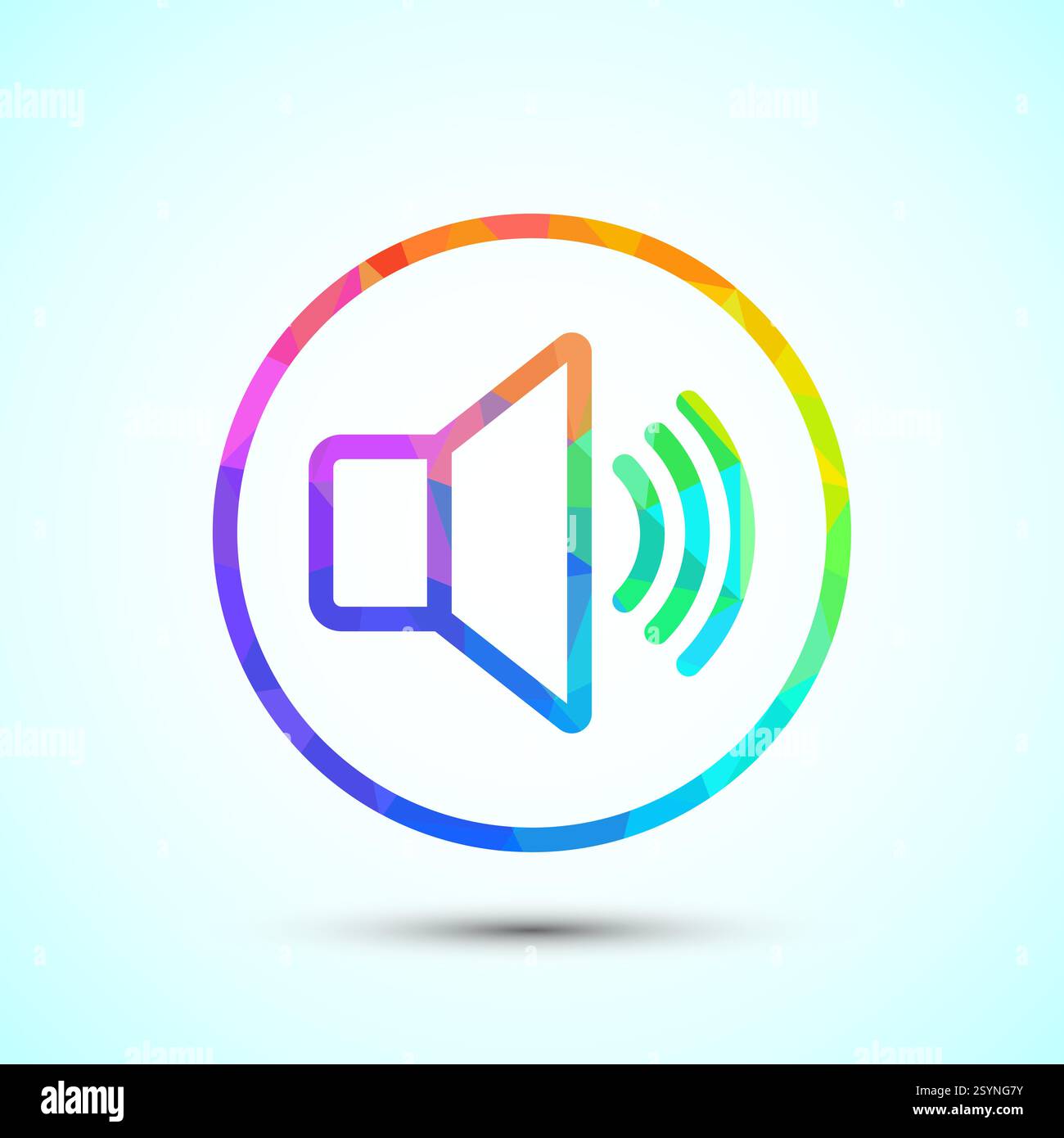 Volumensymbol Design-Illustration, Sound-Symbol für Apps und Websites, Low-Poly-Stil Stock Vektor