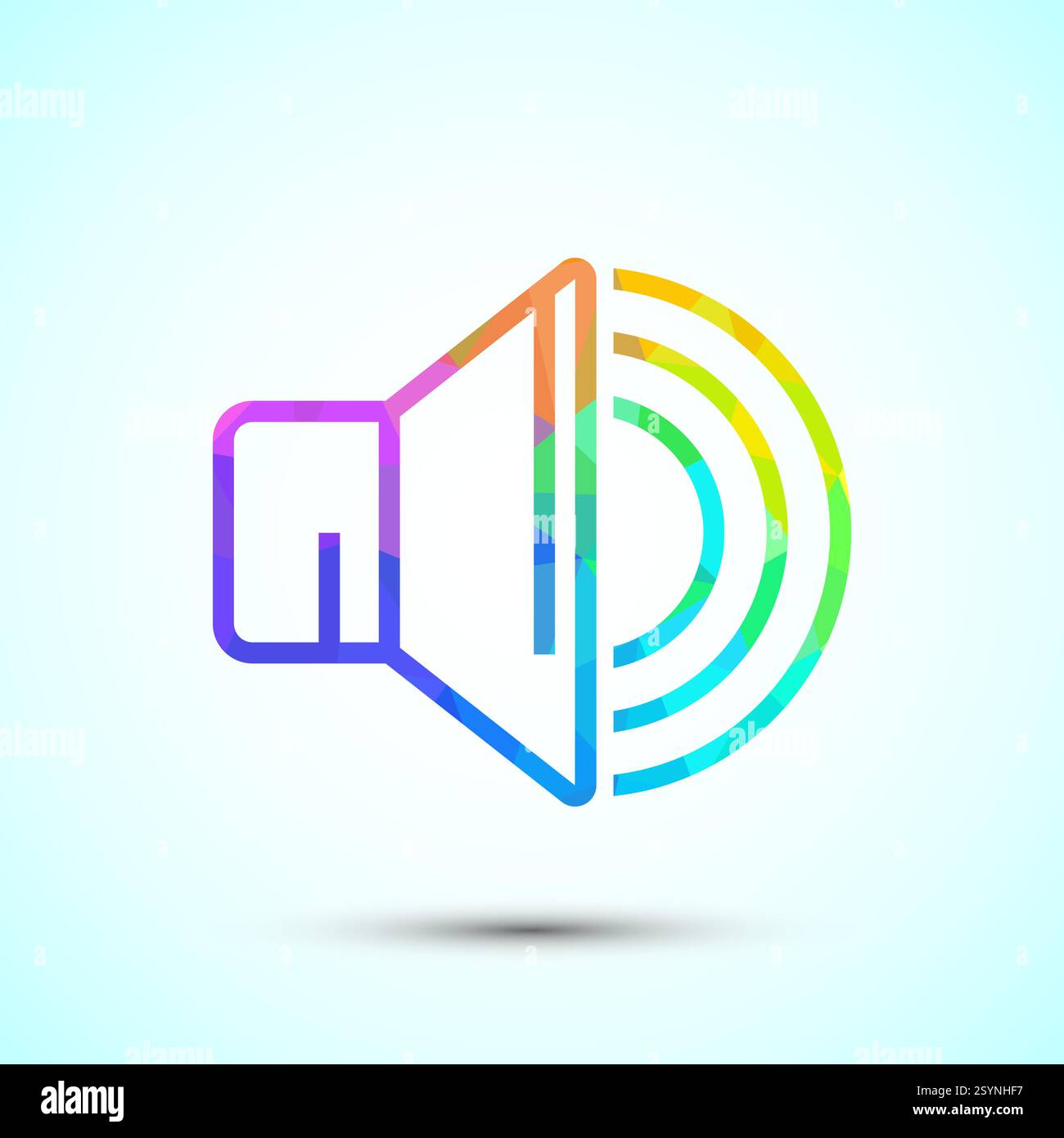 Volumensymbol Design-Illustration, Sound-Symbol für Apps und Websites, Low-Poly-Stil Stock Vektor