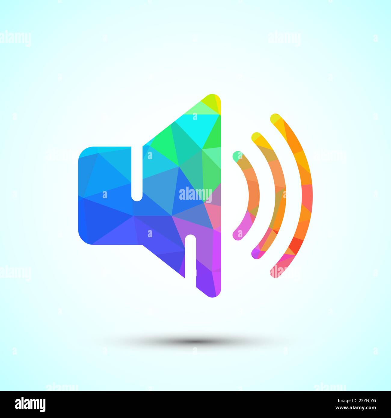 Volumensymbol Design-Illustration, Sound-Symbol für Apps und Websites, Low-Poly-Stil Stock Vektor