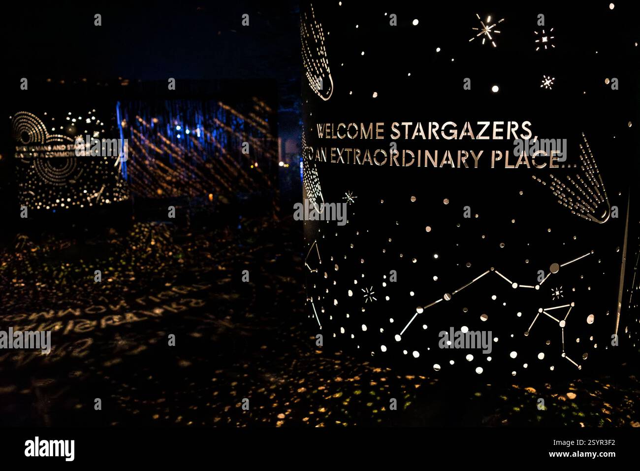 Seattle, USA. Januar 2025. Der atemberaubende Astra Lumina Walk in den Chinesischen Gärten im Westen von Seattle. Stockfoto