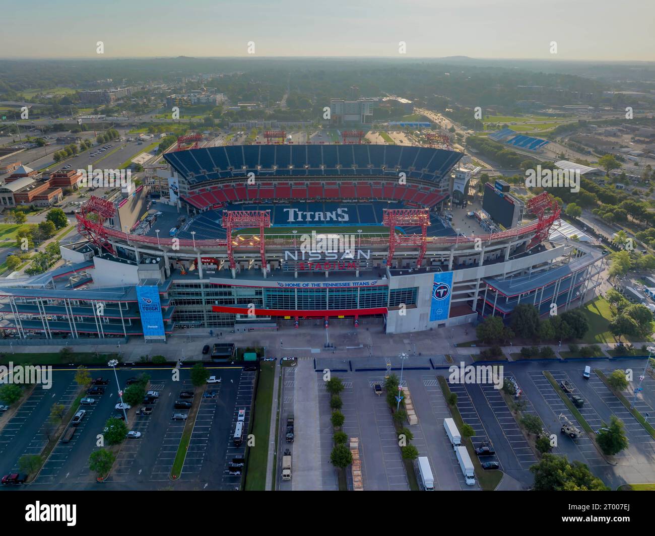 Aus Der Vogelperspektive Das Nissan Stadium, Heimstadion Der National Football Leagues Tennessee Titans Stockfoto