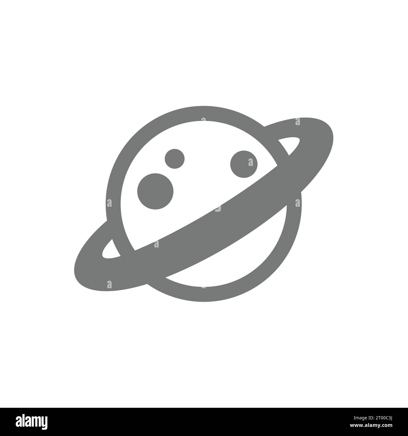 Planet Saturn mit Mondring-Symbol. Vektorsymbol für Wissenschaft und Astronomie. Stock Vektor