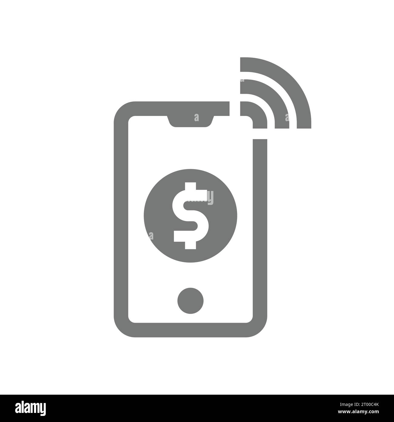 Zahlen und Bezahlen mit Telefonvektorsymbol. Smartphone- und Mobile-Banking-Symbol. Stock Vektor
