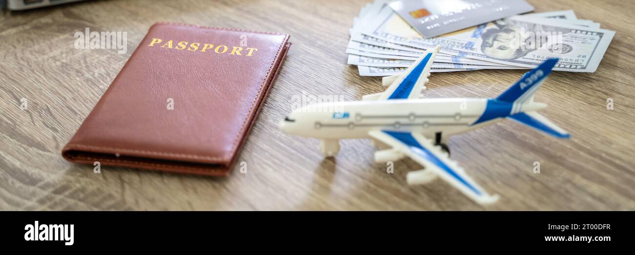 Frau, die Tickets online Bucht. Suche nach Buchung von Flügen, Fluggesellschaften oder Hotels Reise- und Tourismusbüro Konzept Stockfoto
