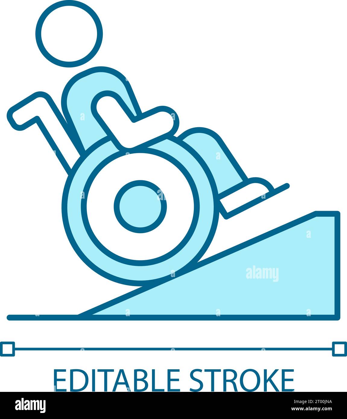 Benutzerdefinierbares 2D-Symbol für blaue Handicap-Rampe mit dünner Linie Stock Vektor