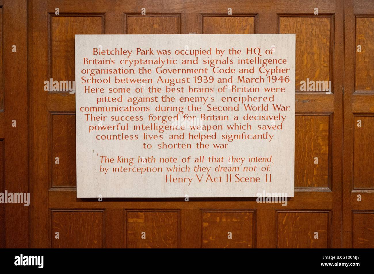 Bletchley Park, einst Heimat des britischen Codebrechens, veranstaltet im November 2023 auch den weltweit ersten KI-Sicherheitsgipfel Stockfoto