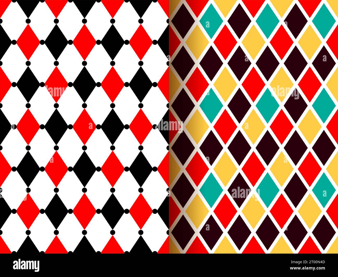 Zirkus Harlequin Clown Karnevalsmuster, nahtloser Vektor-Hintergrund mit geometrischen Rauten. Harlequin-Muster mit Mosaik- oder Vintage-Fliesenverzierung, Maskerade oder abstraktem Joker-Muster Stock Vektor