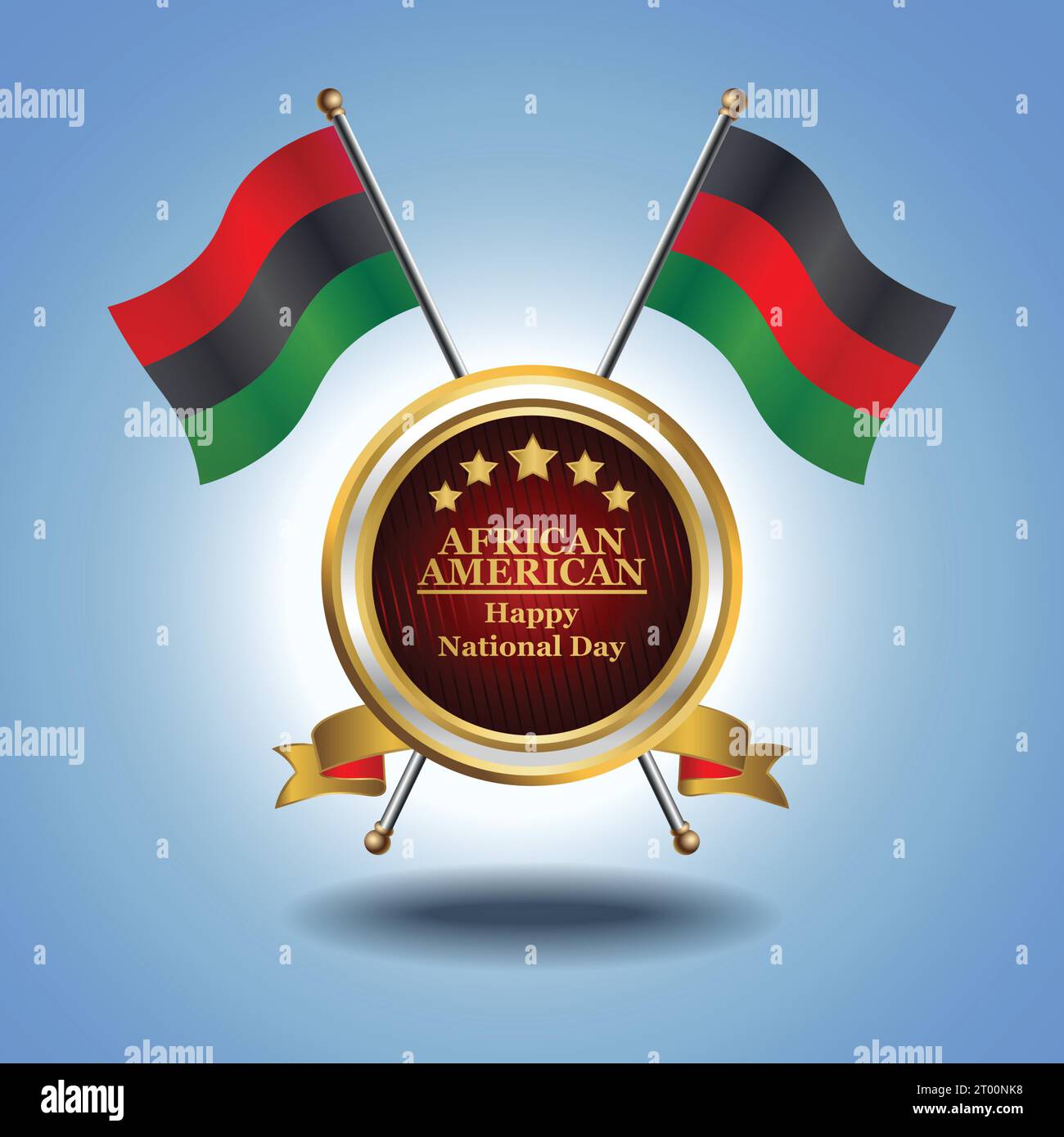 Kleine Nationalflagge des Afroamerikaners auf Circle mit garadasi-blauem Hintergrund Stock Vektor