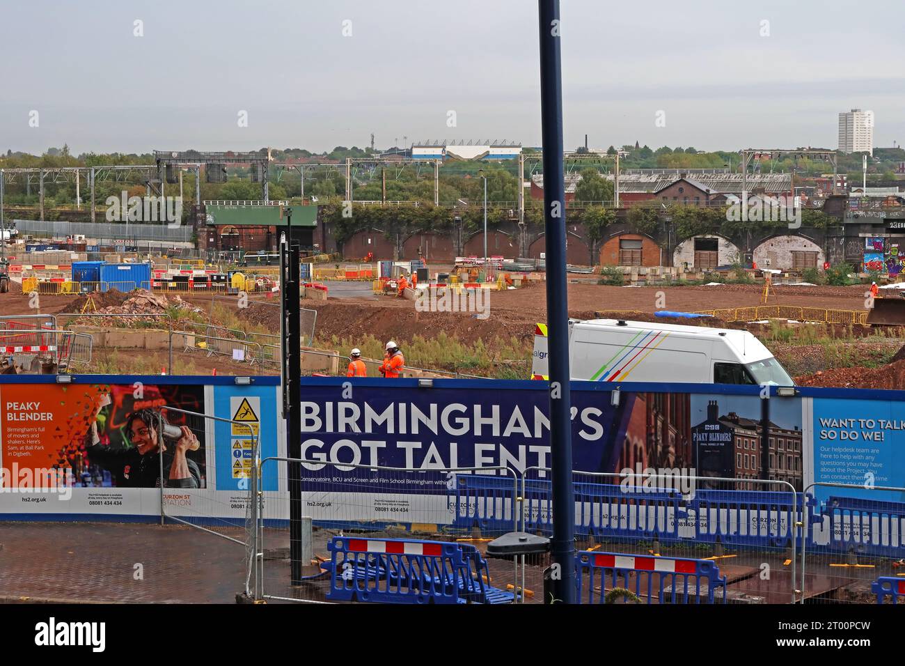 HS2 High Speed Two Works in Birmingham Curzon St, Bahnhof, Central Birmingham, West Midlands, England, UK, B4 7XG Stockfoto