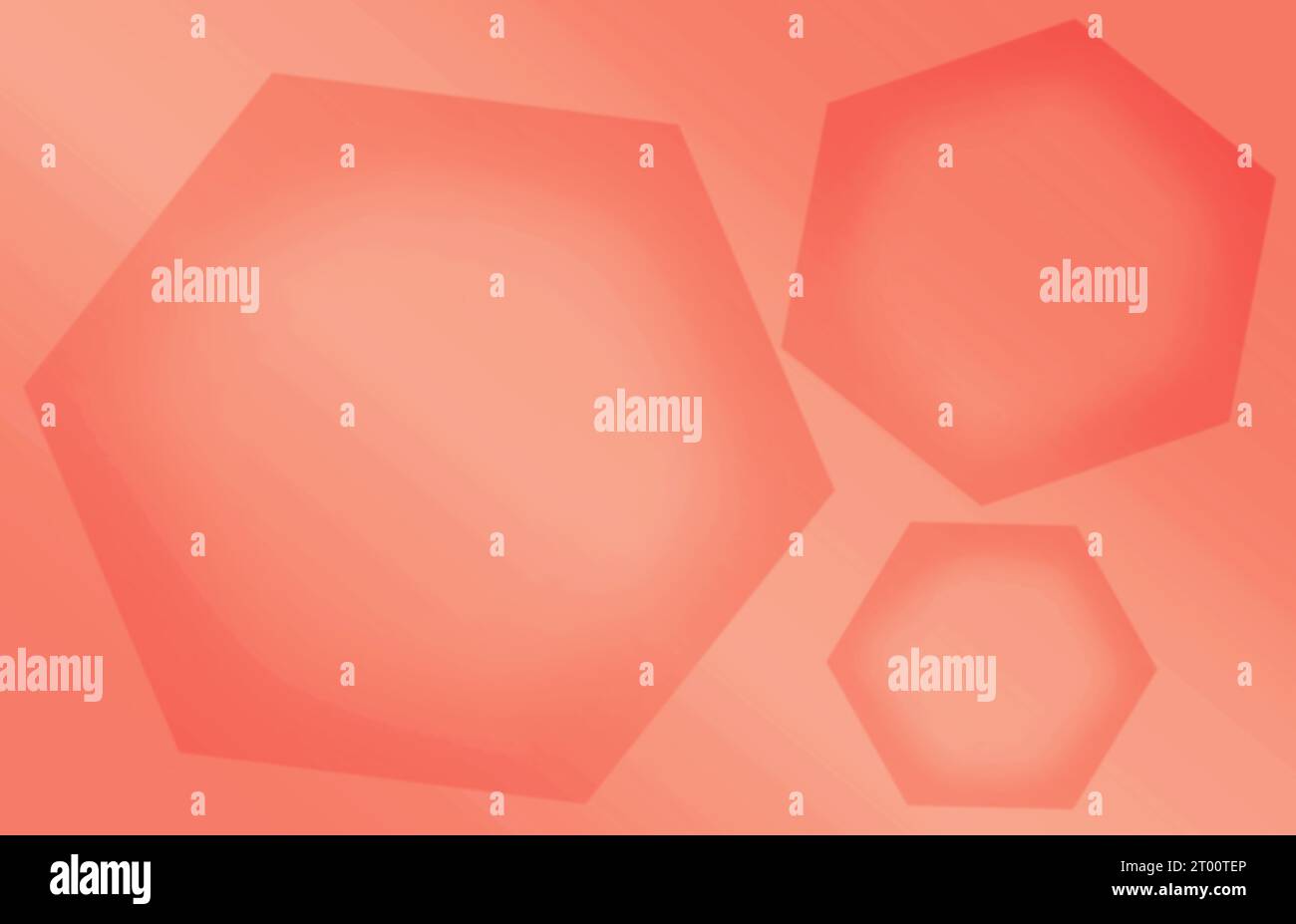 Abbildung: Farbverlauf orange rot 3D-Hexagon-Formmuster verschiedener Größe Stockfoto