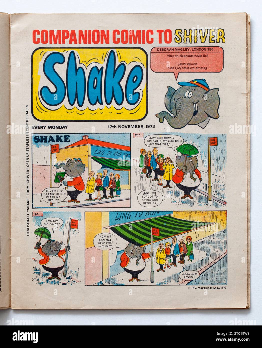 Vintage 1970er Jahre Shiver und Shake Comic Stockfoto