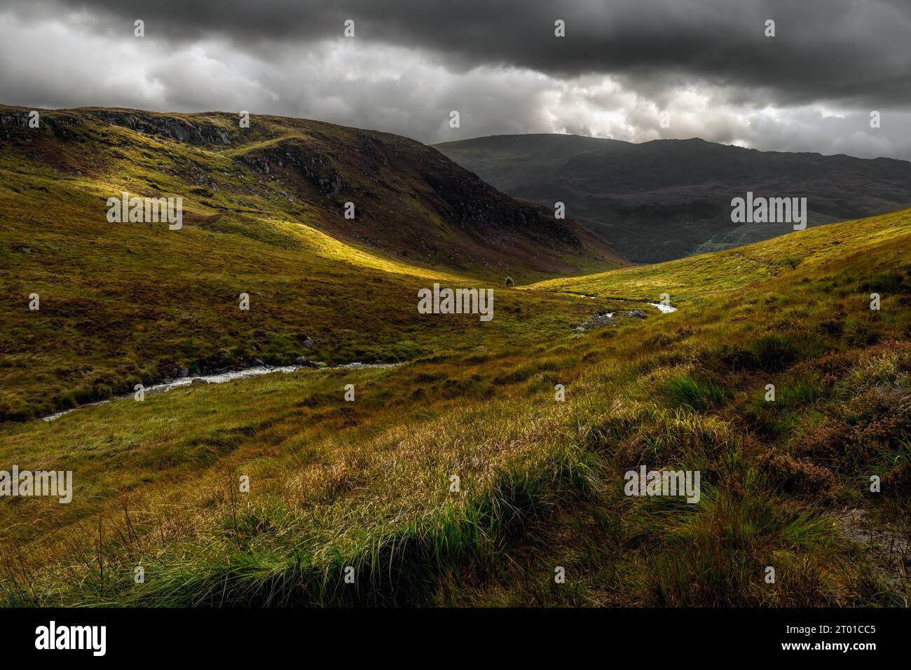 Der Gairland Burn oberhalb von Glentrool in Galloway, Schottland Stockfoto