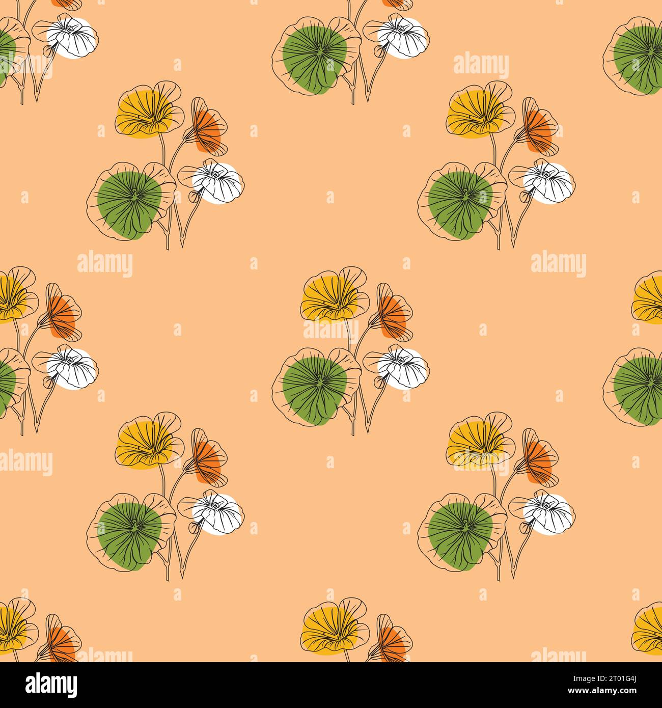 Blume flache Art nahtloses Muster, Vektordesign, Stock Vektor