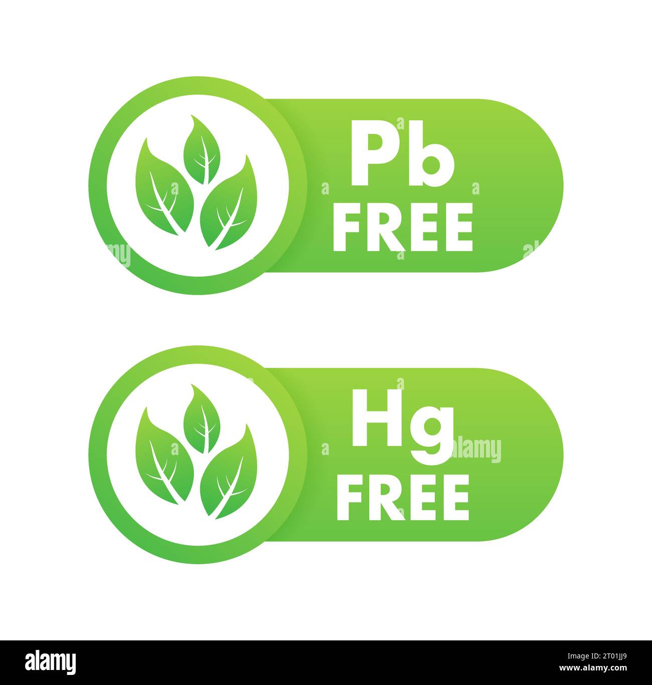 Bleifrei, Hg-frei und quecksilberfrei Symbol. Abbildung des Vektormaterials Stock Vektor