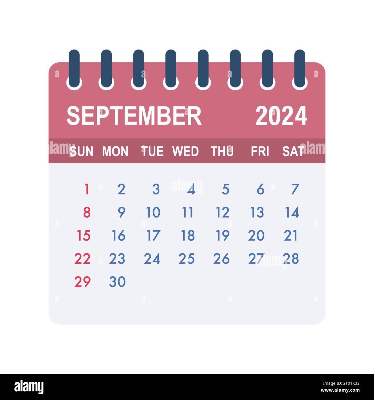 Kalenderblatt September 2025. Kalender 2025 im flachen Stil. Abbildung