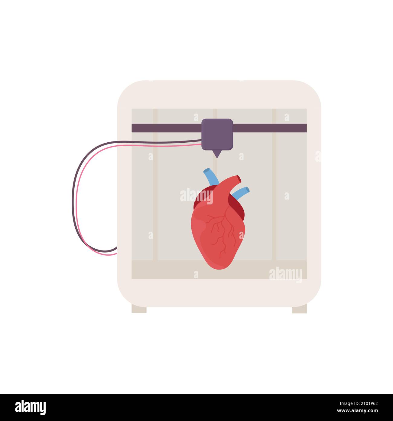 Ein synthetisches Organ. Herz. 3D-Drucker, Bioprinting, Prothetik. Medizinischer Druck. Vektorabbildung Stock Vektor
