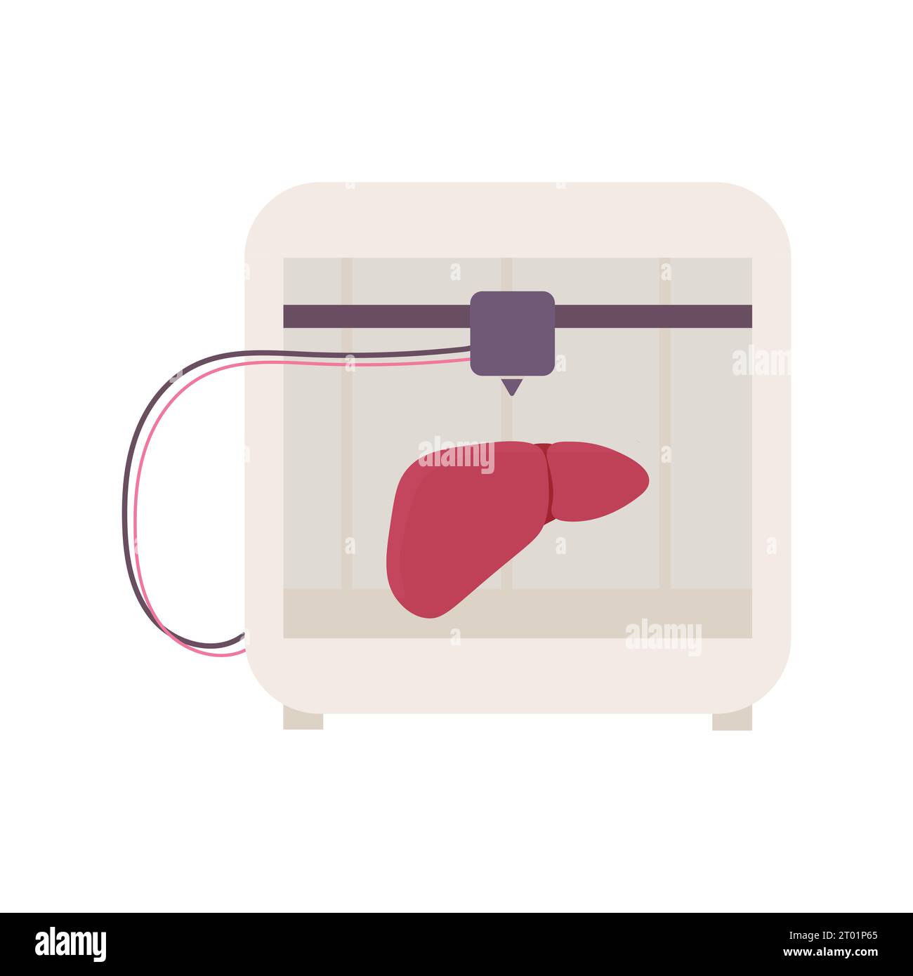 Ein synthetisches Organ. Leber-3D-Drucker, Bioprinting, Prothetik. Medizinischer Druck. Vektorabbildung Stock Vektor