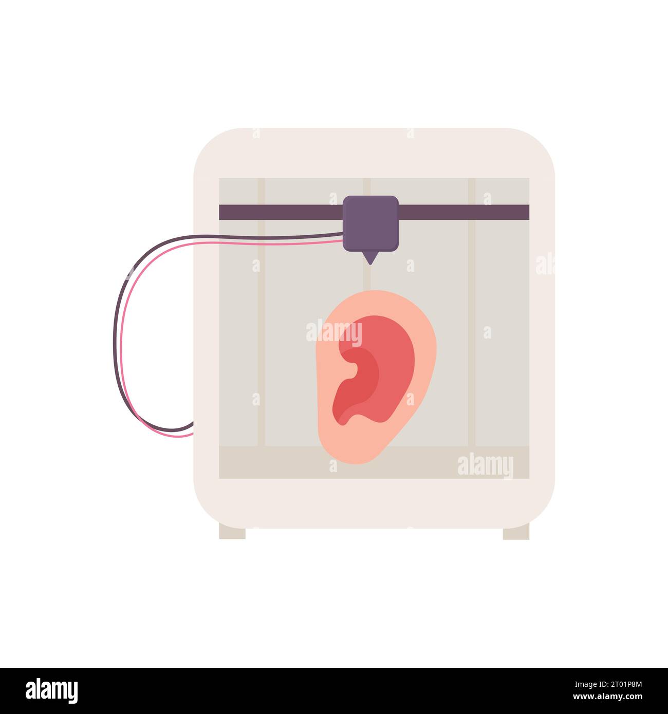 Ein synthetisches Organ. Ohr. 3D-Drucker, Bioprinting, Prothetik. Medizinischer Druck. Vektorabbildung Stock Vektor