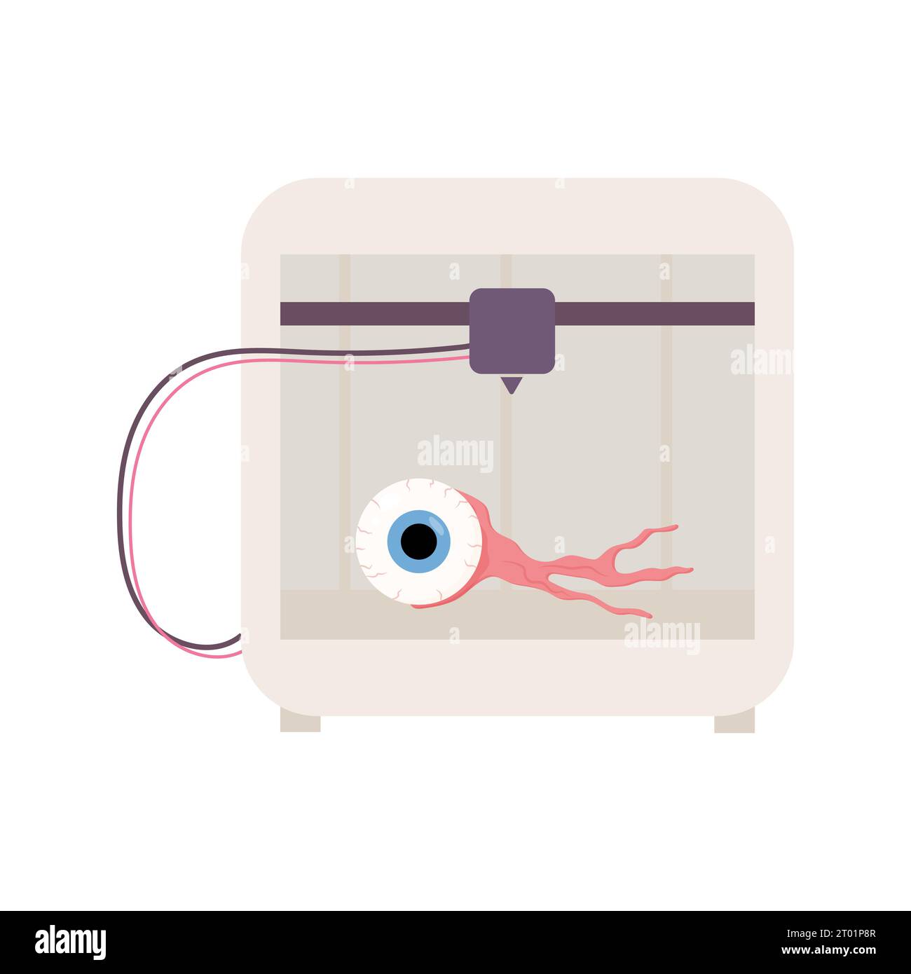 Ein synthetisches Organ. Auge... 3D-Drucker, Bioprinting, Prothetik. Medizinischer Druck. Vektorabbildung Stock Vektor