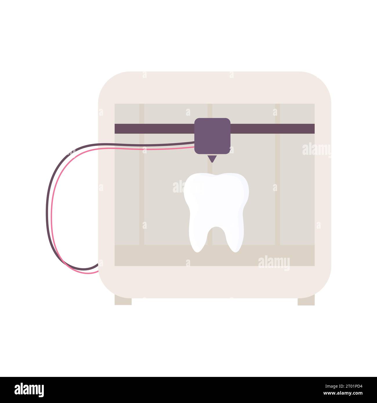 Ein synthetisches Organ. Zahn. 3D-Drucker, Bioprinting, Prothetik. Medizinischer Druck. Vektorabbildung Stock Vektor
