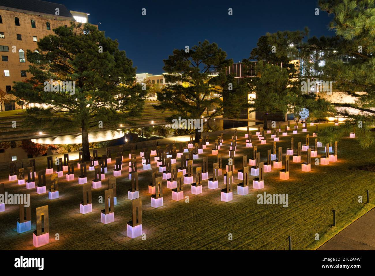 Oklahoma City National Memorial and Museum at Night Stockfoto