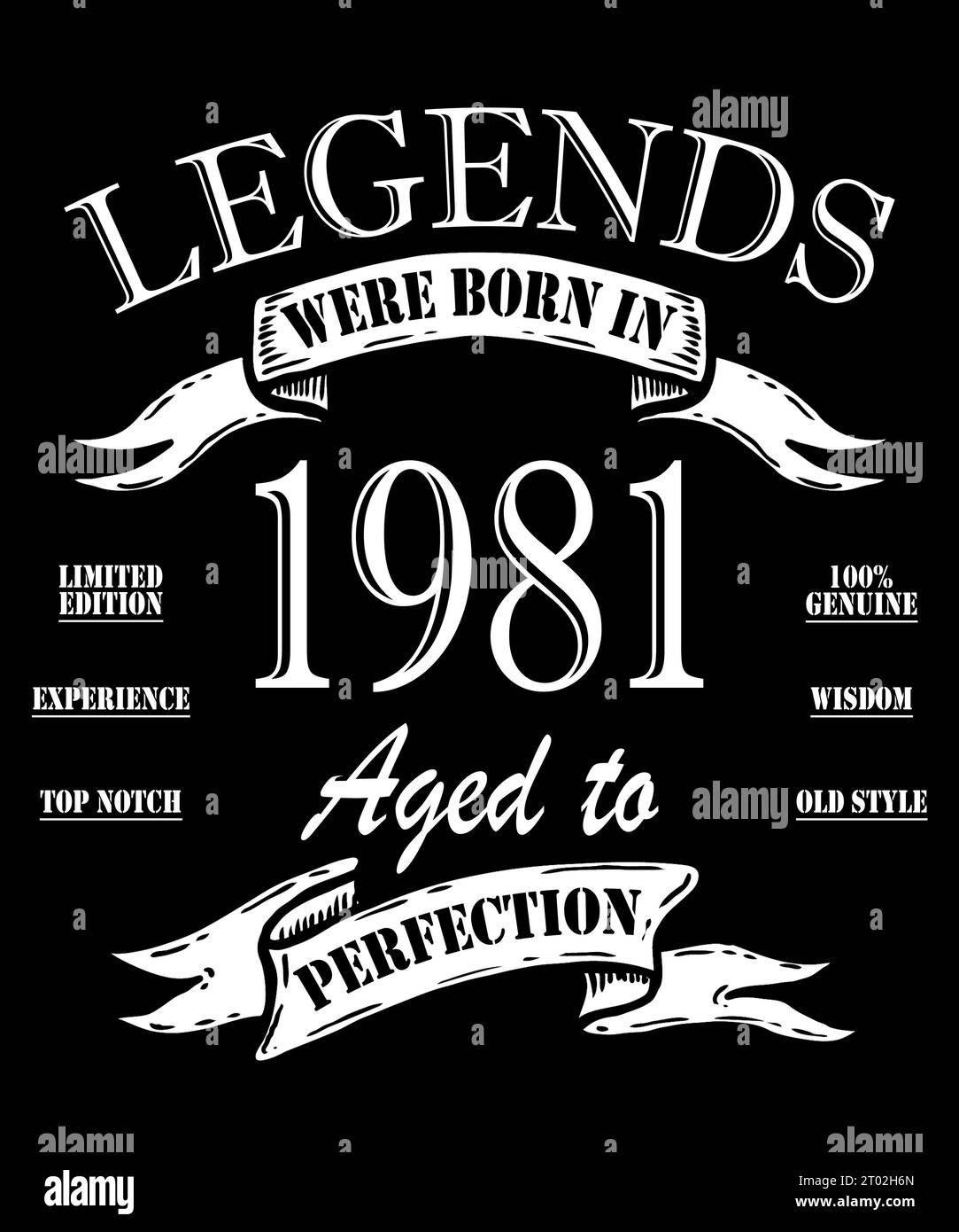 Vintage 1981 Birthday Limited Edition, Awesome since 1981 Original Part, Legends wurden 1981 geboren. Stockfoto