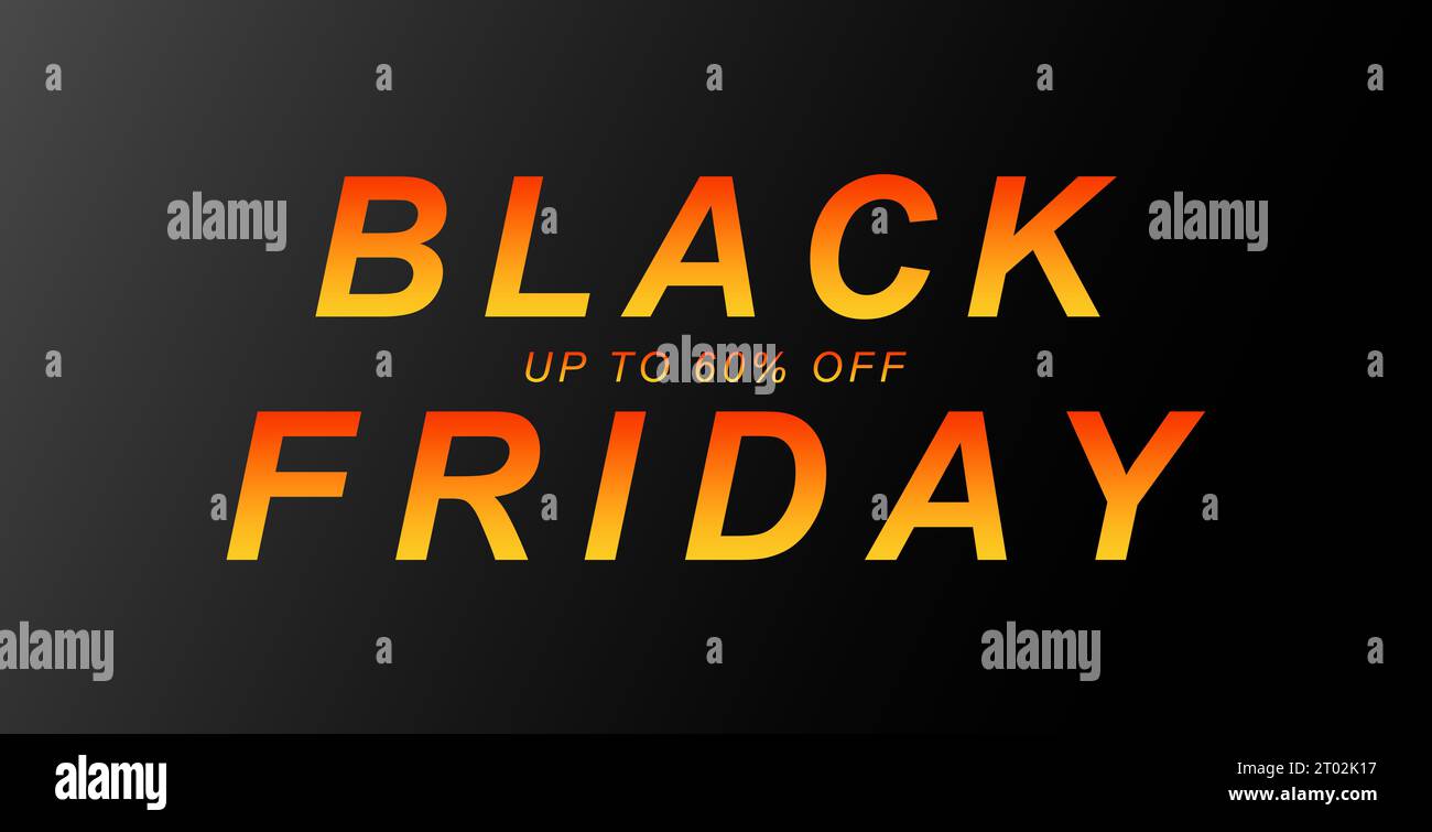 Schwarzer friday Sale-Designschablone Text mit dekorativer orangefarbener Schleife. Vektorabbildung. Stockfoto