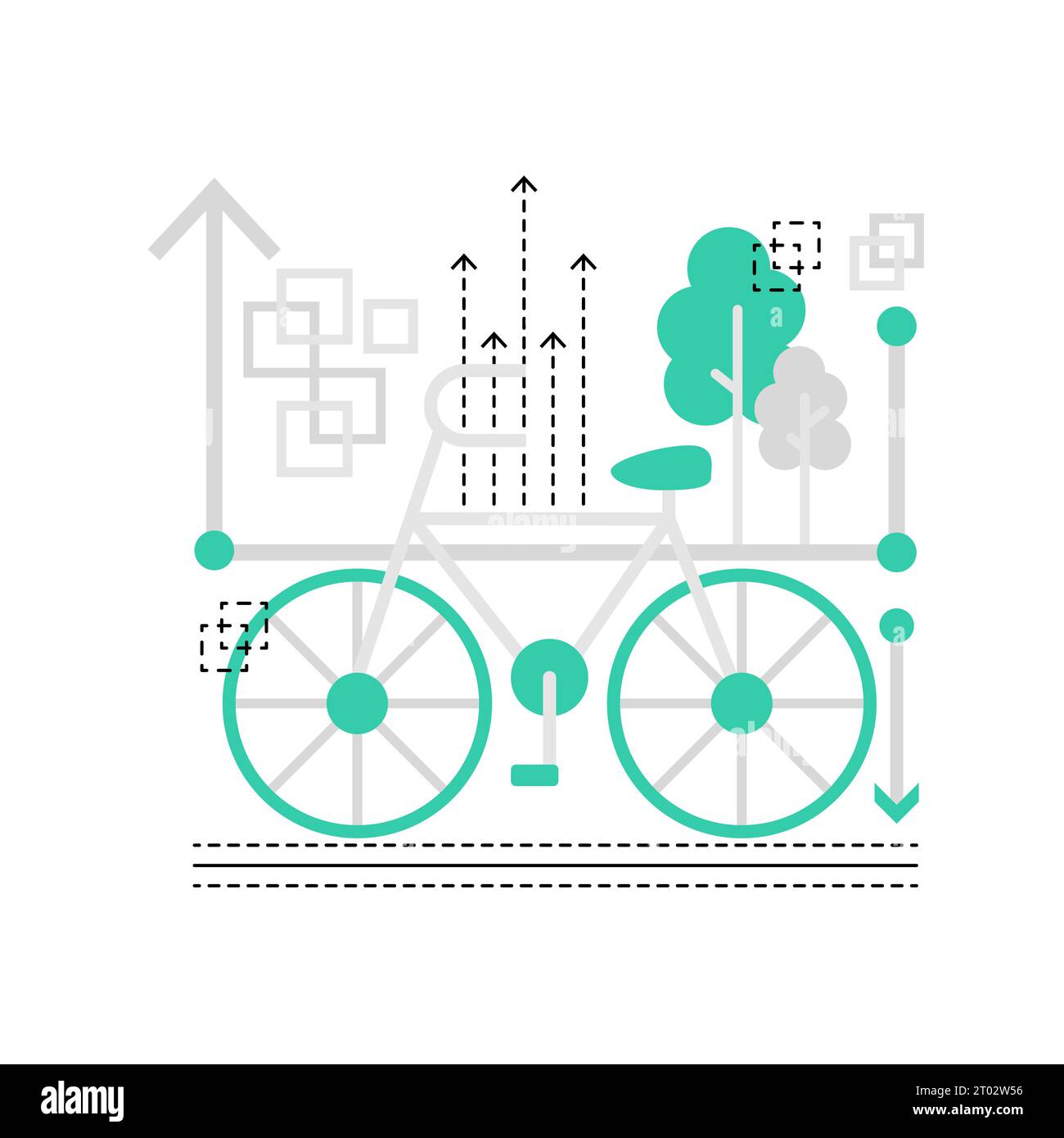 Fahrradweg in intelligenter Stadt. Radweg in moderner, innovativer Grafik-Illustration der Stadt Stock Vektor