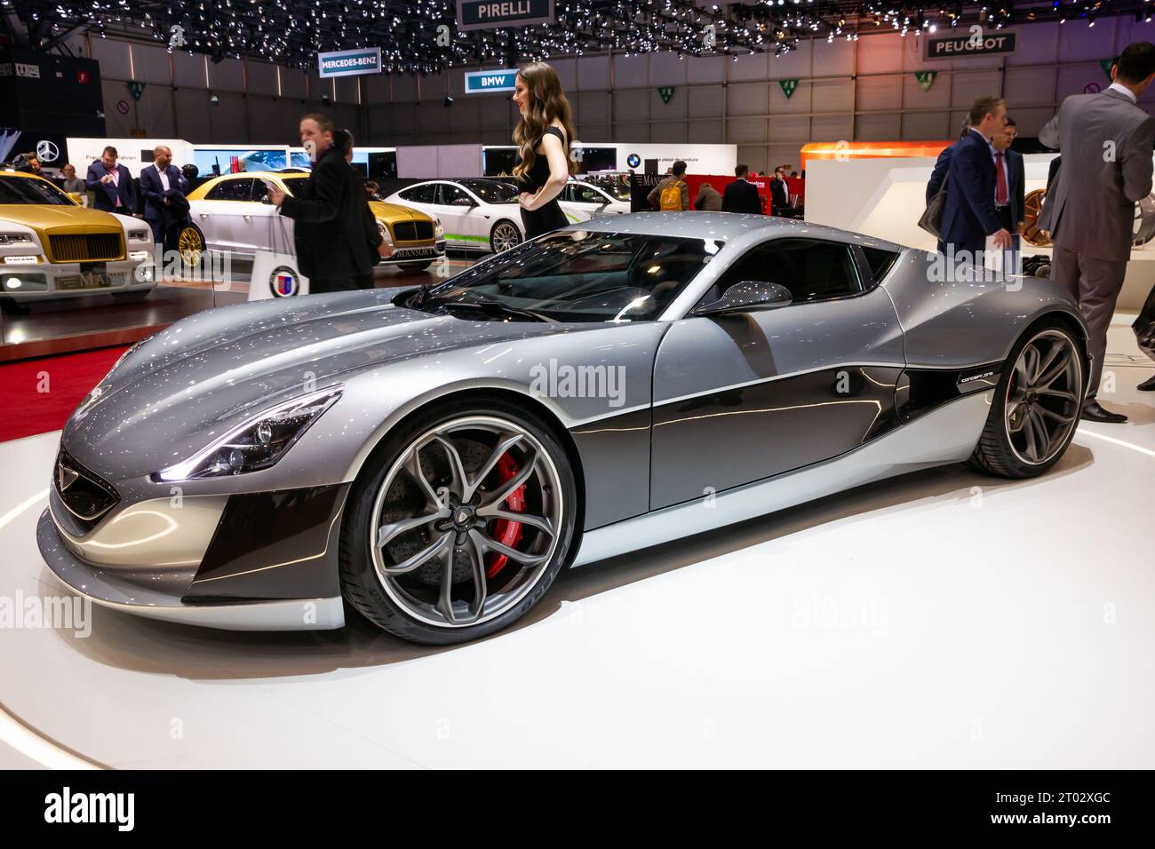 Rimac Concept One Electric Super Car wurde auf dem Genfer Automobilsalon vorgestellt. Schweiz - 1. März 2016. Stockfoto