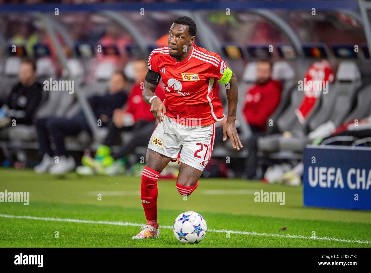 Sheraldo Becker (1. FC Union Berlin, #27) UEFA Champions League: 1. FC Union Berlin gegen Sporting Braga, Olympiastadion, Berlin, 03.10.2023 Stockfoto