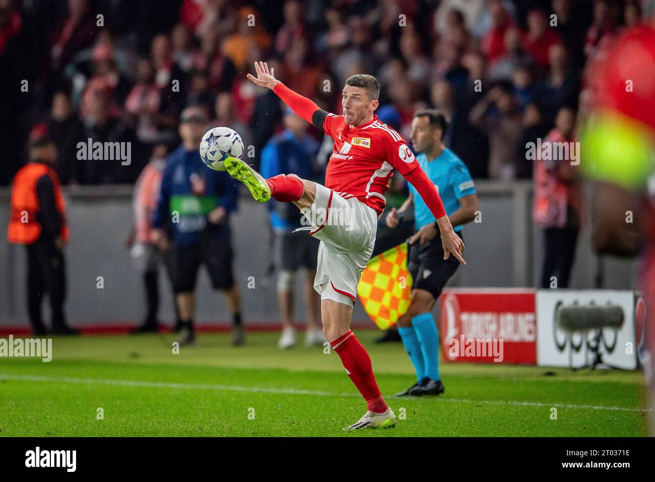 Robin Gosens (1. FC Union Berlin, Platz 6) UEFA Champions Leaguel: 1. FC Union Berlin gegen Sporting Braga, Olympiastadion, Berlin, 03.10.2023 Stockfoto